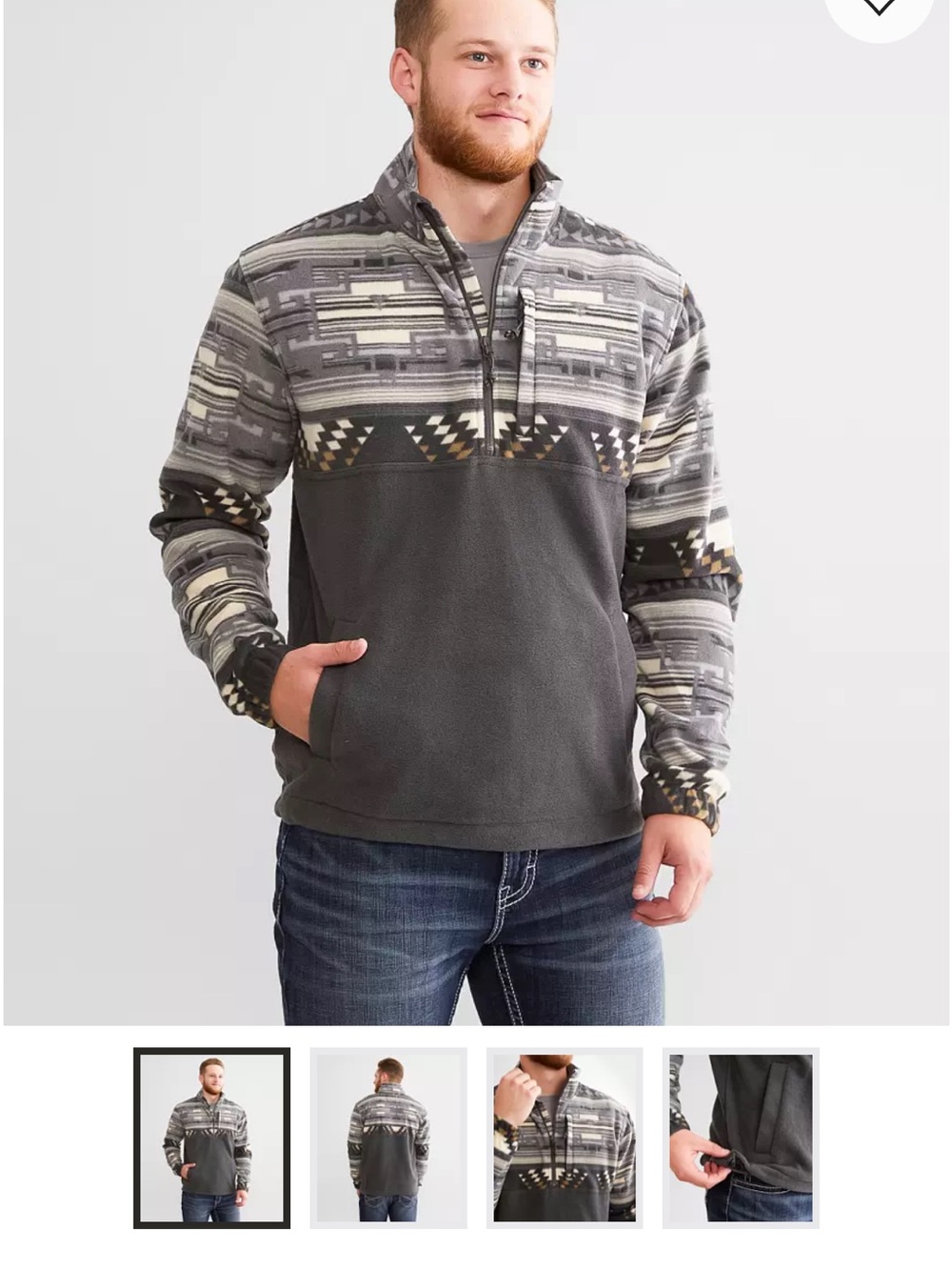 Billabong Men's Medium Boundary Fleece Quarter Zip Pullover Aztec